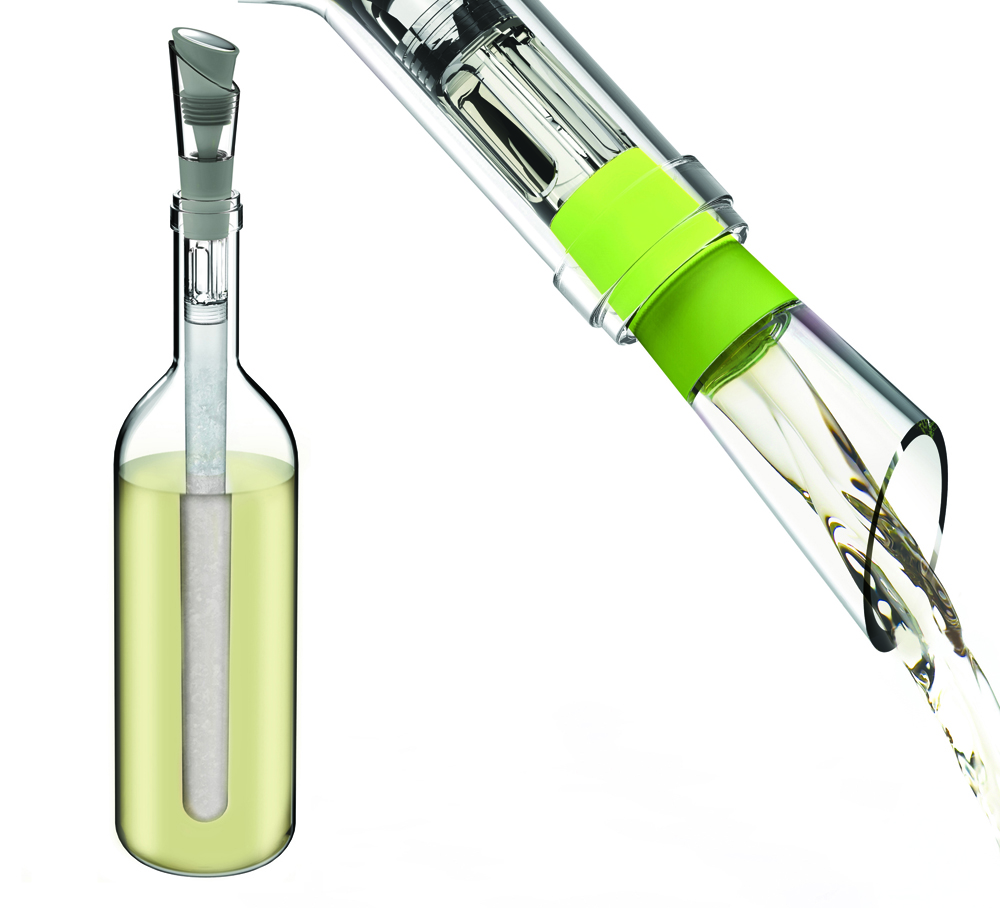 CHILL Green Cooling Wine Pour Spout 4-in-1 Cooling Rod Drip Free Pour Spout Airtight Stopper by HOST