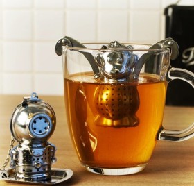 Stainless Steel 2.25" x 1" x 3" DTE Monkey Tea Infuser & Drip Tray 